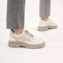 Women's white and gray leather sneakers with side perforations Lonza model 5620