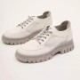Women's white and gray leather sneakers with side perforations Lonza model 5620