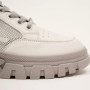 Women's white and gray leather sneakers with side perforations Lonza model 5620