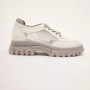 Women's white and gray leather sneakers with side perforations Lonza model 5620