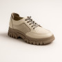 Women's white and gray leather sneakers with side perforations Lonza model 5620