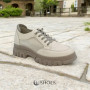 Women's white and gray leather sneakers with side perforations Lonza model 5620