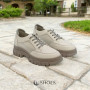 Women's white and gray leather sneakers with side perforations Lonza model 5620