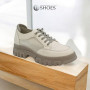 Women's white and gray leather sneakers with side perforations Lonza model 5620