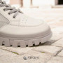 Women's white and gray leather sneakers with side perforations Lonza model 5620