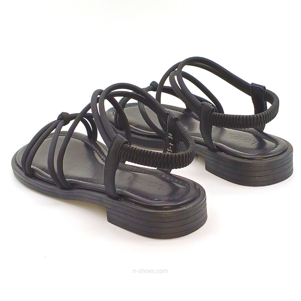 Women's black leather sandals Lonza 184923 model 5622