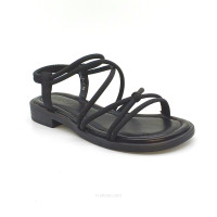 Женские черные кожаные босоножки с ремешками на платформе Lonza 184923 55-15 black 5622