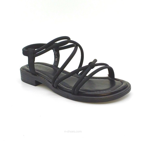 Women's black leather platform sandals Lonza 184923 55-15 black 5622