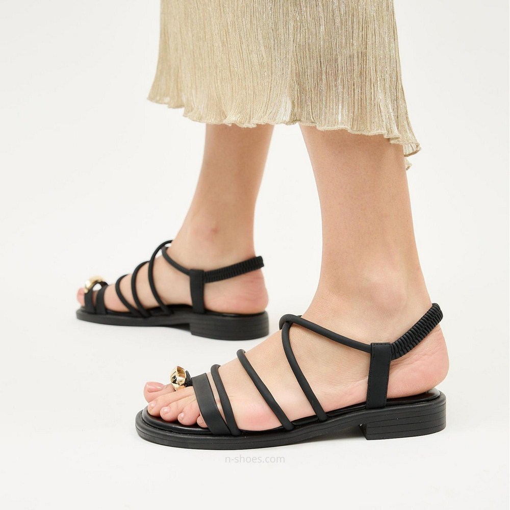 Women's black leather sandals Lonza 184923 model 5622