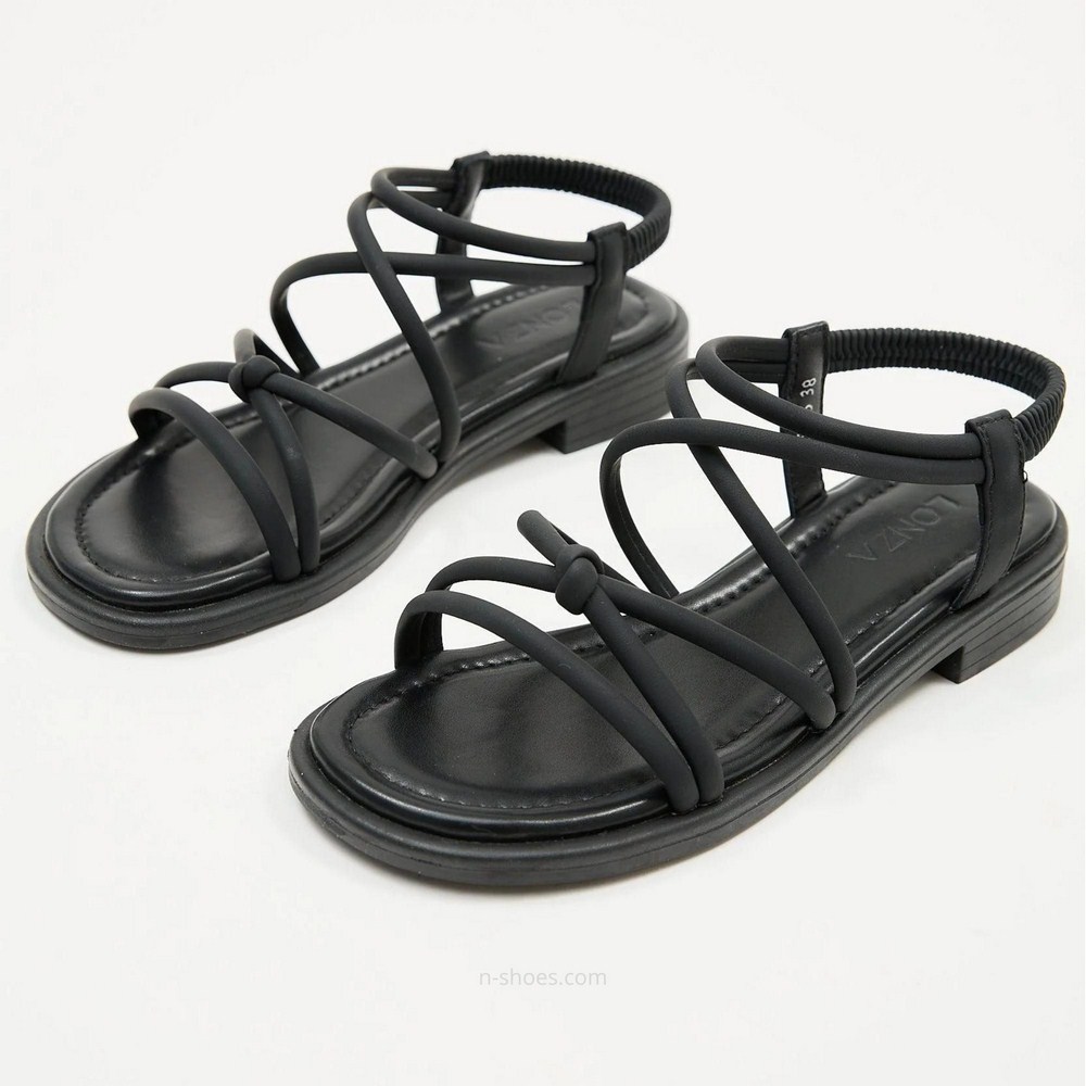 Women's black leather sandals Lonza 184923 model 5622