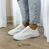 Женские белые кожаные легкие мокасины с перфорацией Lonza 182359 a08-la23-105-1 white 5625