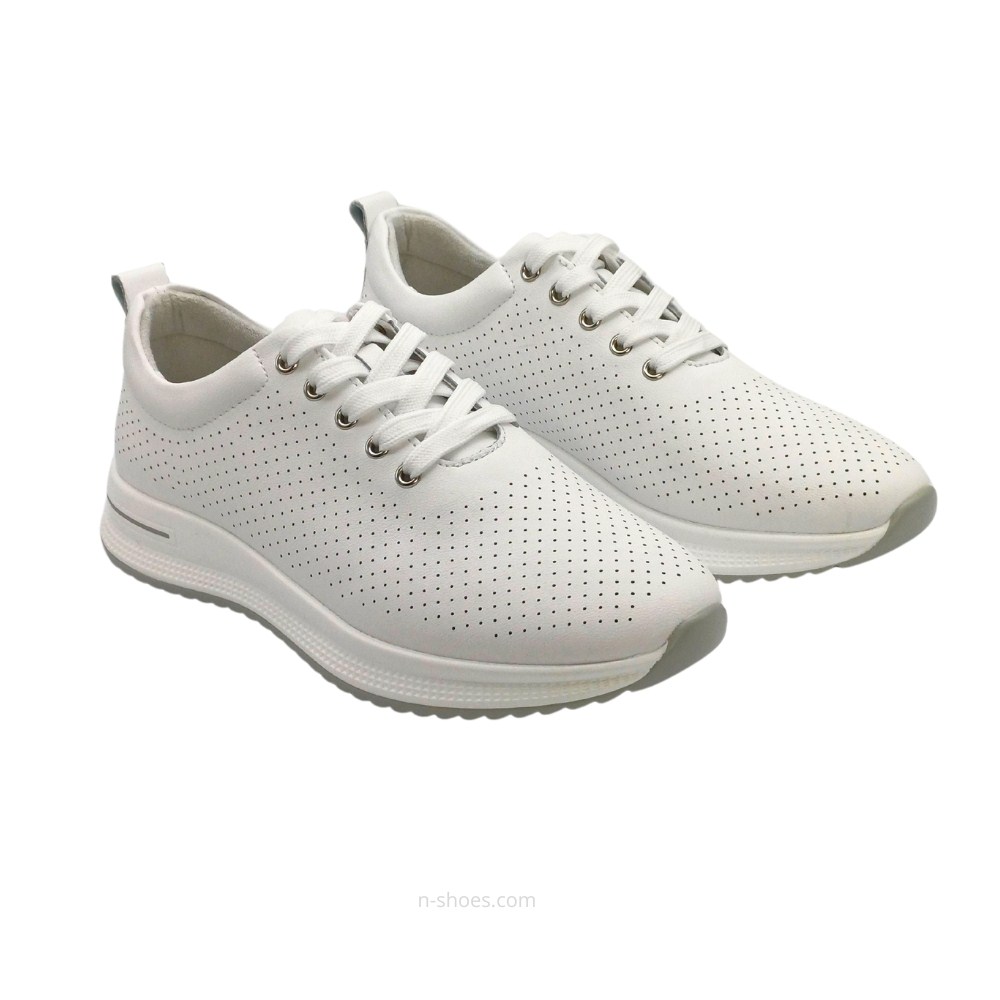 Women's leather moccasins with perforation Lonza 184365 model 5627