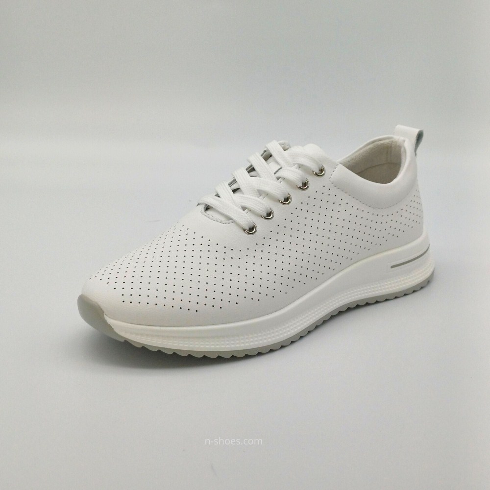 Women's leather moccasins with perforation Lonza 184365 model 5627