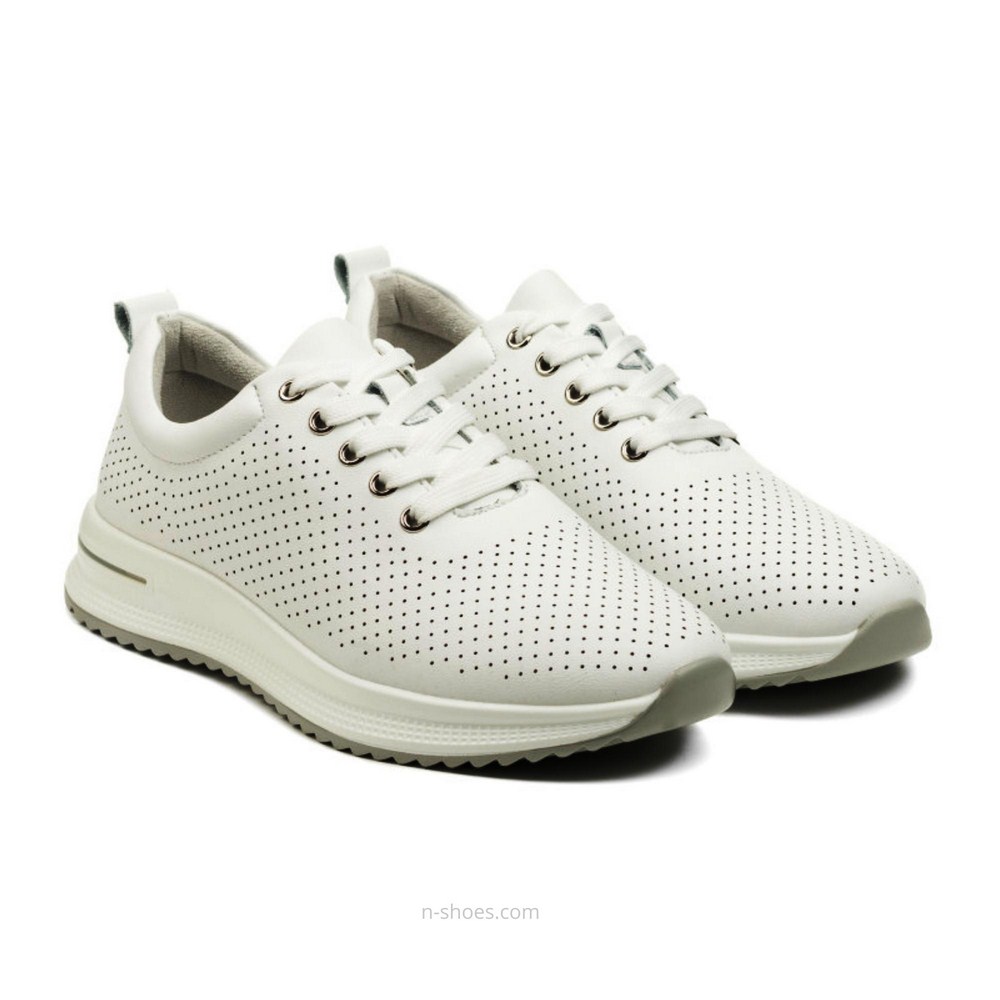 Women's leather moccasins with perforation Lonza 184365 model 5627