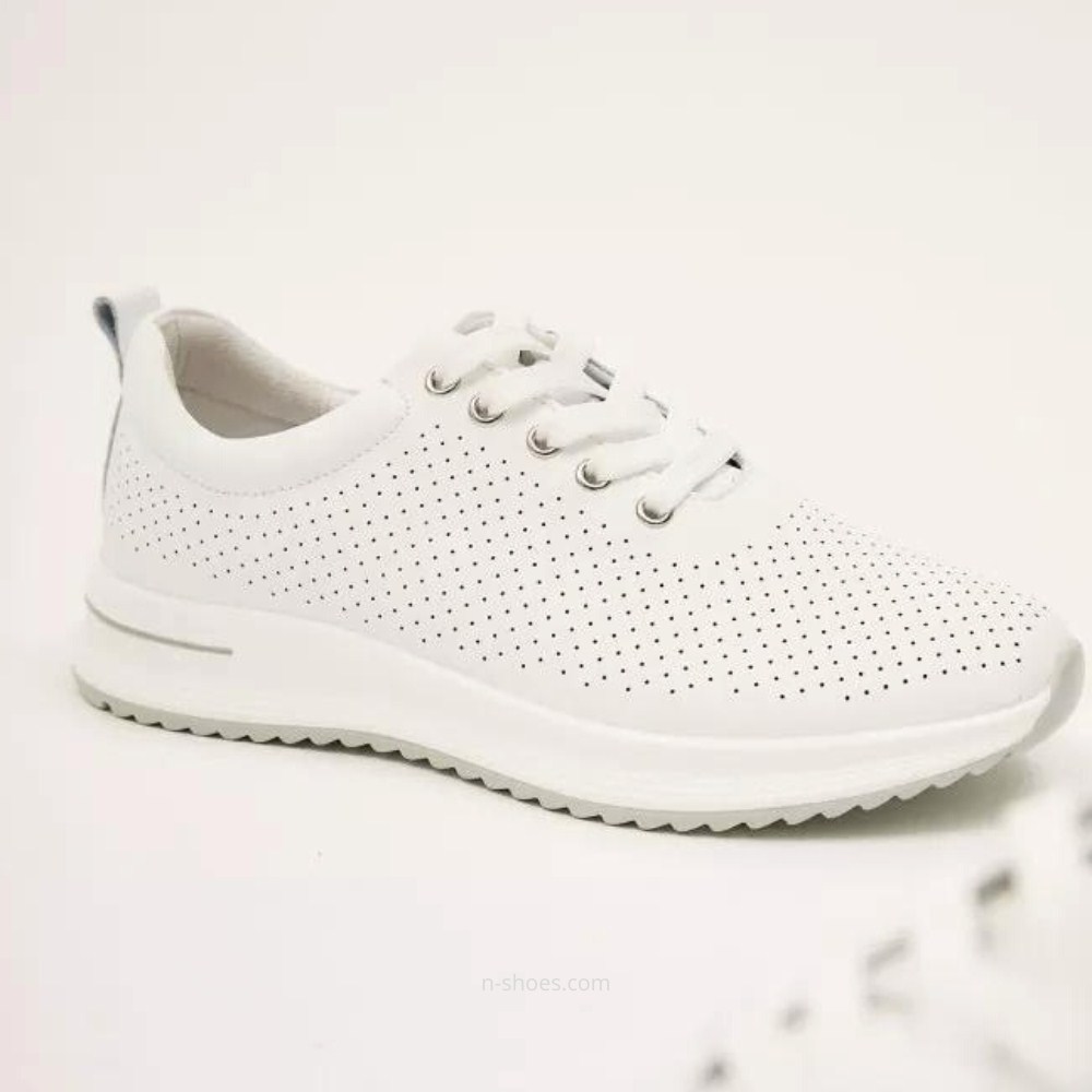 Women's leather moccasins with perforation Lonza 184365 model 5627