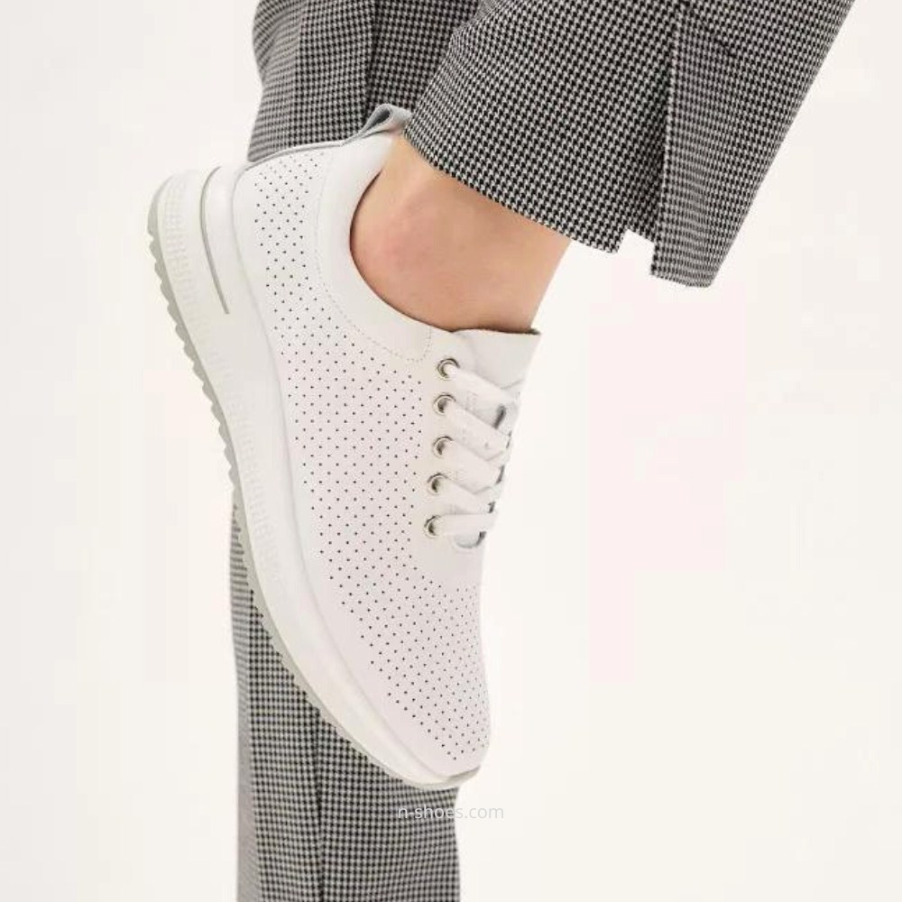 Women's leather moccasins with perforation Lonza 184365 model 5627