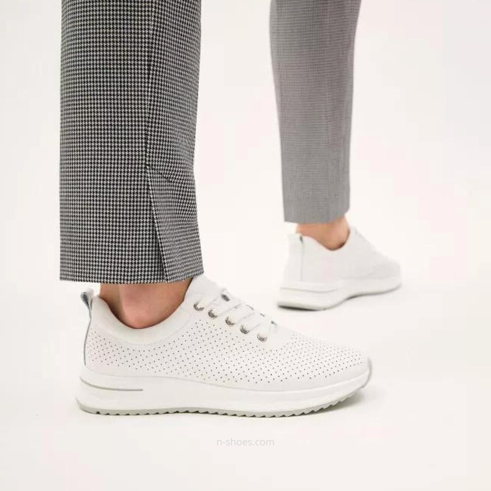 Women's leather moccasins with perforation Lonza 184365 model 5627