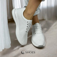 Женские белые кожаные легкие мокасины с перфорацией Lonza 184365 a08-la23-91-1 white 5627