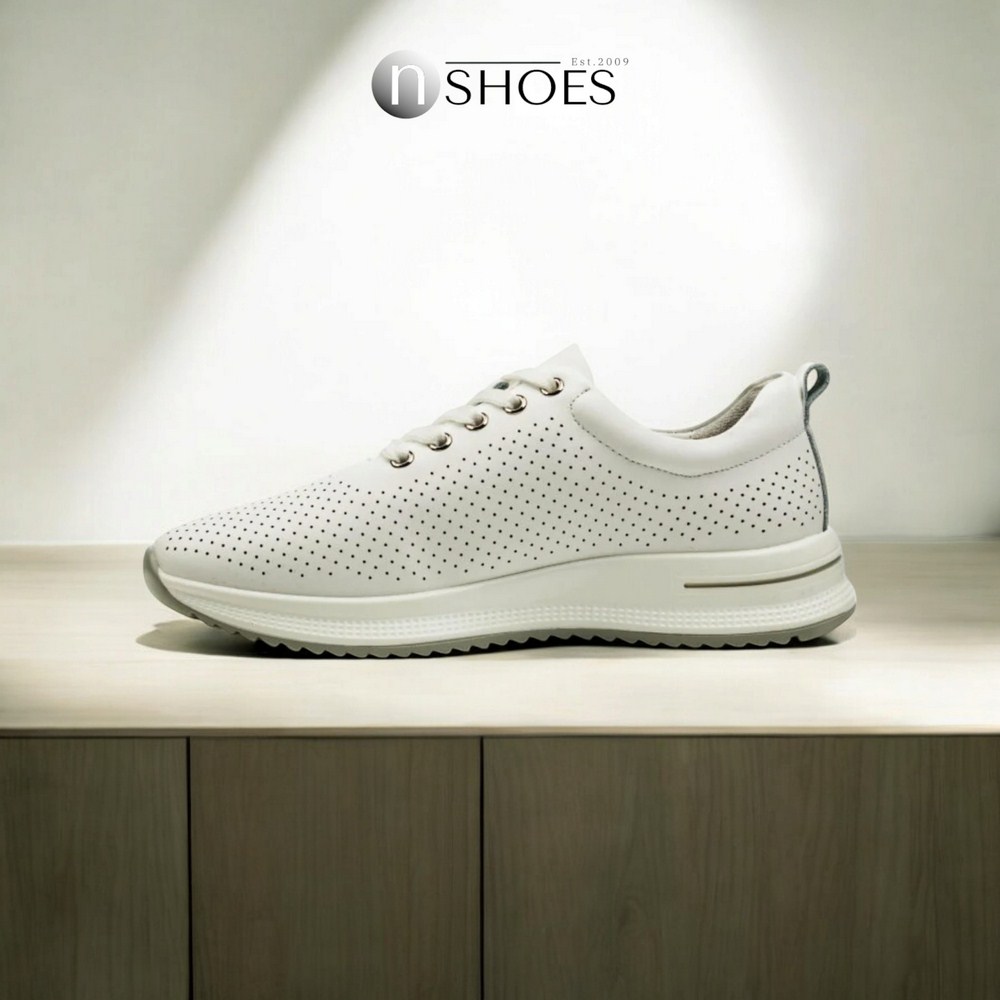 Women's leather moccasins with perforation Lonza 184365 model 5627