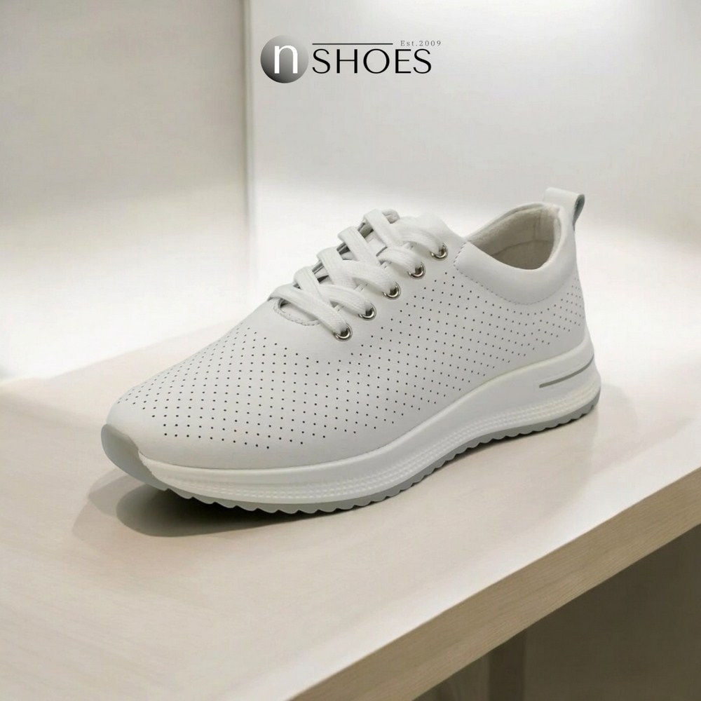 Women's leather moccasins with perforation Lonza 184365 model 5627