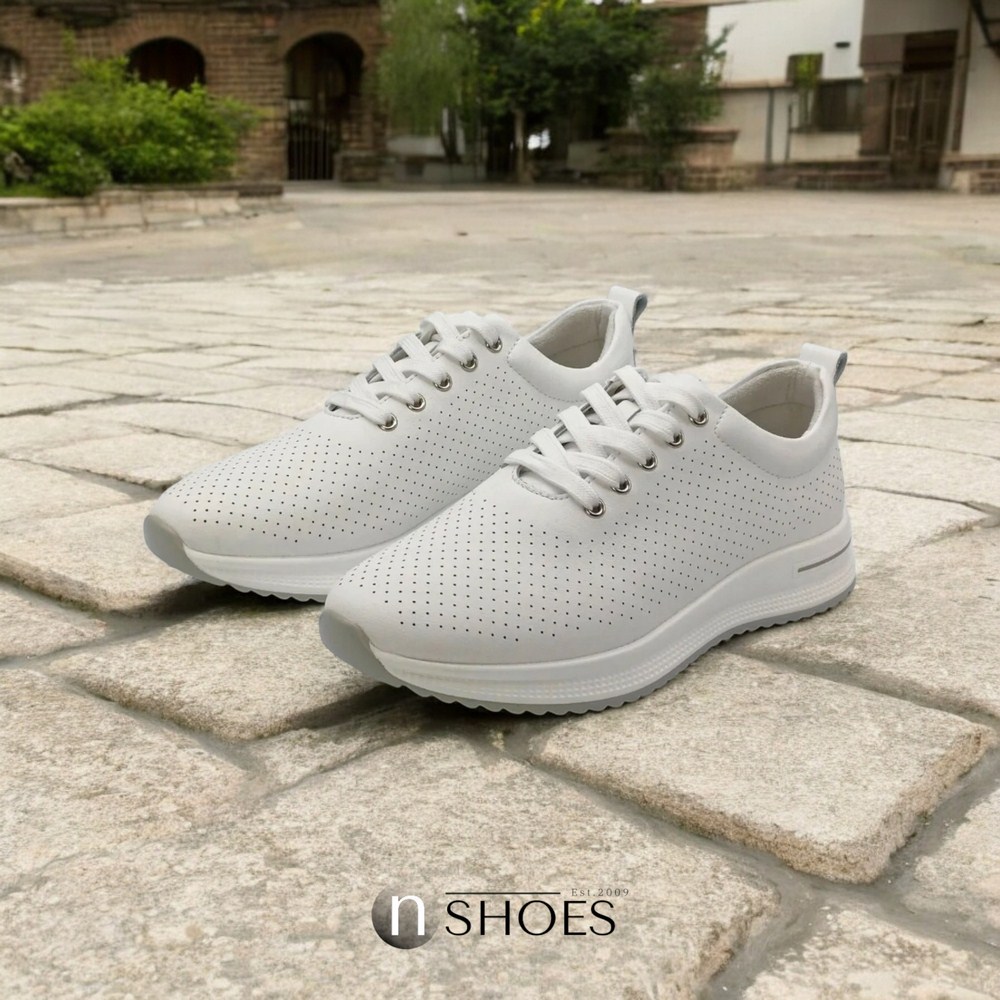 Women's leather moccasins with perforation Lonza 184365 model 5627