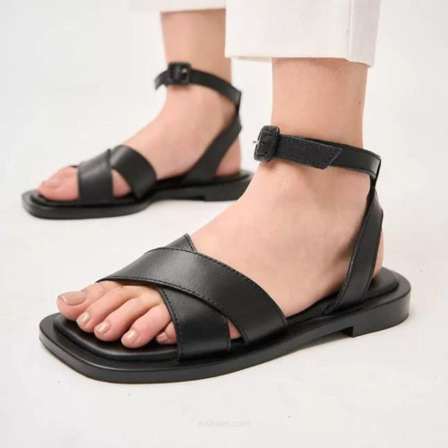 Women's black leather comfortable sandals Lonza 185566 l-6124-4132-l 5631