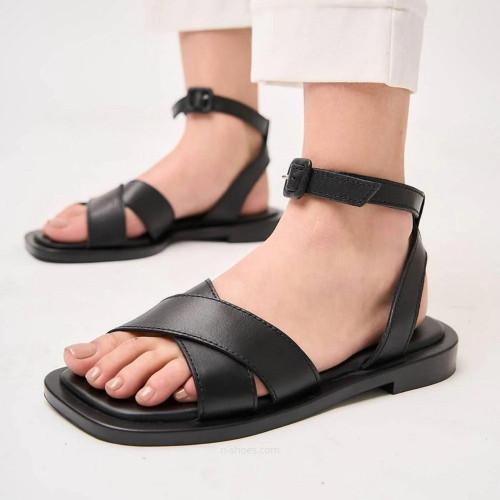 Women's black leather comfortable sandals Lonza 185566 l-6124-4132-l 5631