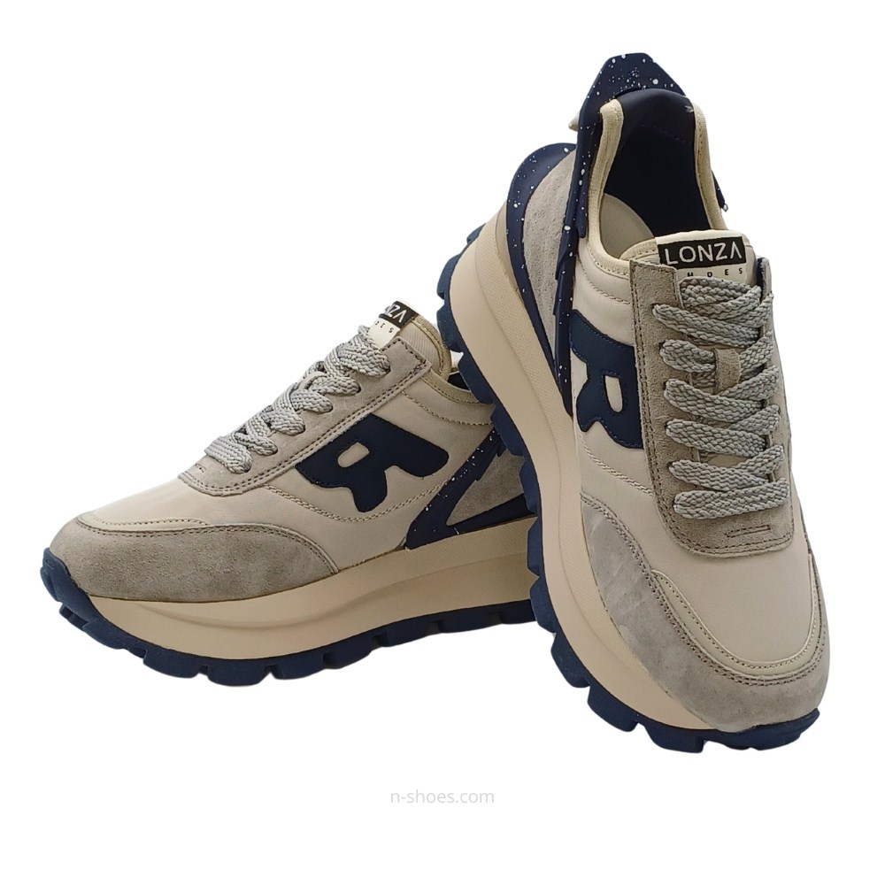 Женские демисезонные кожаные кроссовки Lonza 185846 a09-23111 grey