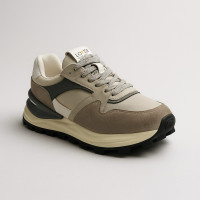 Women's fashionable leather beige-gray sneakers with a unique design Lonza 182423 a42-s1-21014-1 gray 5634