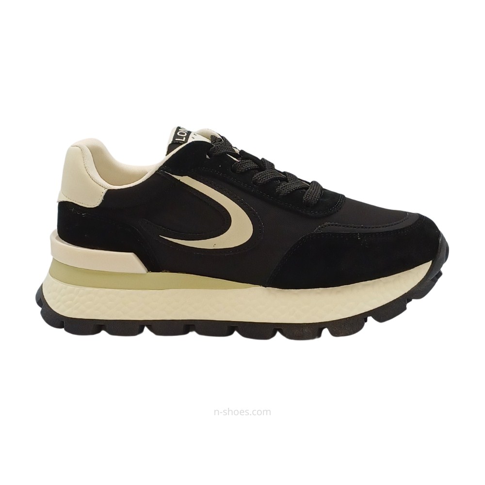 Жіночі шкіряні чорні кросівки Lonza модель 5636