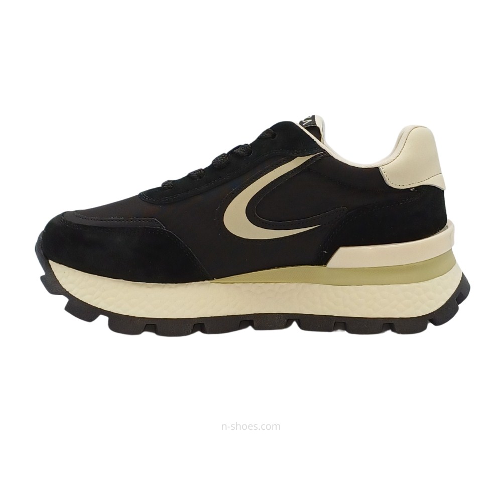 Жіночі шкіряні чорні кросівки Lonza модель 5636