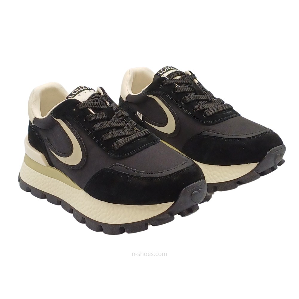 Жіночі шкіряні чорні кросівки Lonza модель 5636