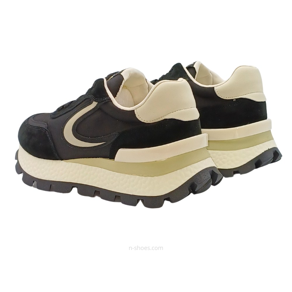 Жіночі шкіряні чорні кросівки Lonza модель 5636