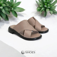 Women's beige leather comfortable slippers La Rifellini Türkiye 1385 125 5645