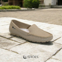 Женские бежевые кожаные на лето мокасины с перфорацией Nessi 171145 bez 416 5646 от польского бренда