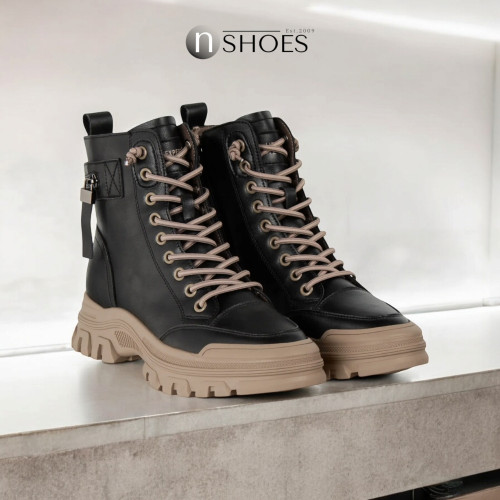 Women's black winter boots ALLSY Lonza 190586 190562 180796 01e-zm6203-6 black 5690 made of genuine leather and wool