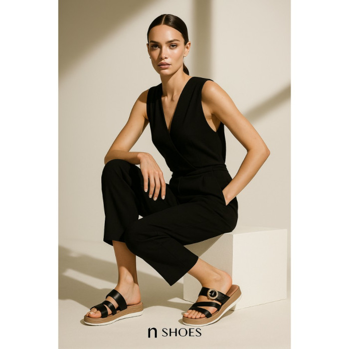 Elegant Black Leather Sandals Lasocki WFA2719-2Z 5695