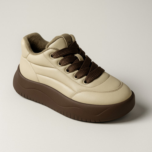 Women's beige leather sneakers ALLSY Lonza 189682 192197 192091 95282 203315 5943 brown ay 5699 demi-season