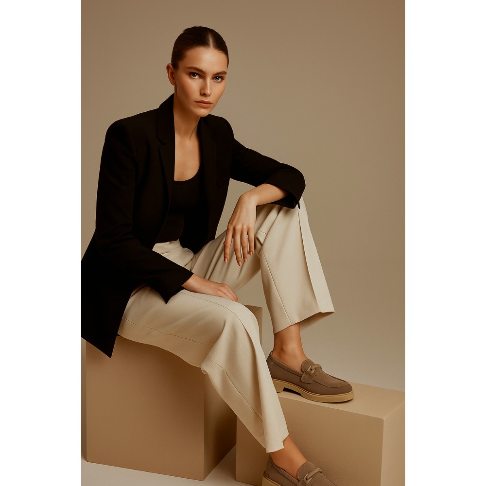 Жіночі бежеві замшеві лофери Fabiani Best But 1352 bez taupe welur 5708