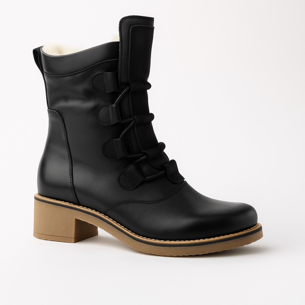 Женские черные зимние ботинки на каблуке Fabiani Best But 317 czarny 5709