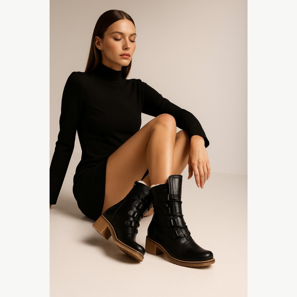 Женские черные зимние ботинки на каблуке Fabiani Best But 317 czarny 5709