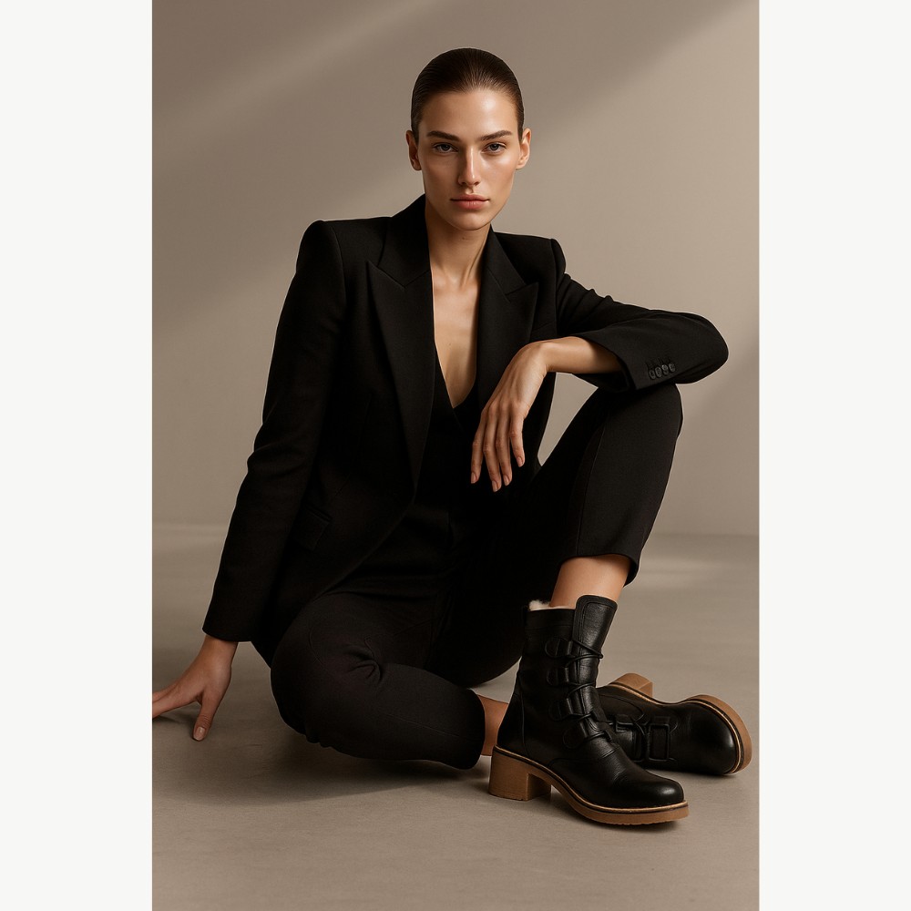 Женские черные зимние ботинки на каблуке Fabiani Best But 317 czarny 5709