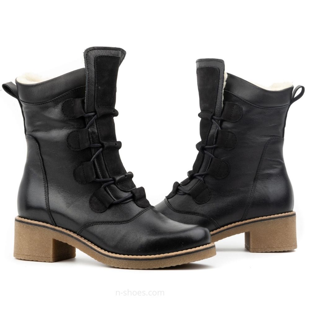 Женские черные зимние ботинки на каблуке Fabiani Best But 317 czarny 5709