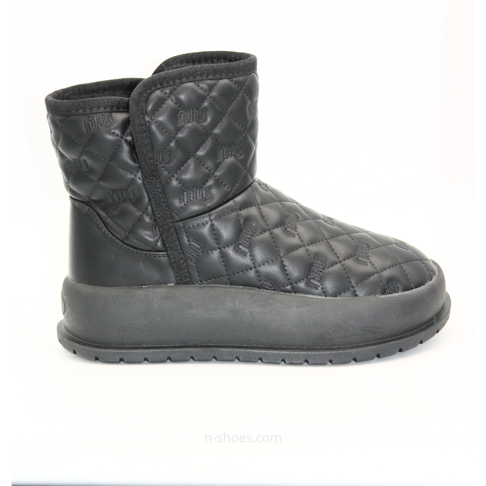 Женские черные кожаные зимние угги ALLSY Lonza модель 5713