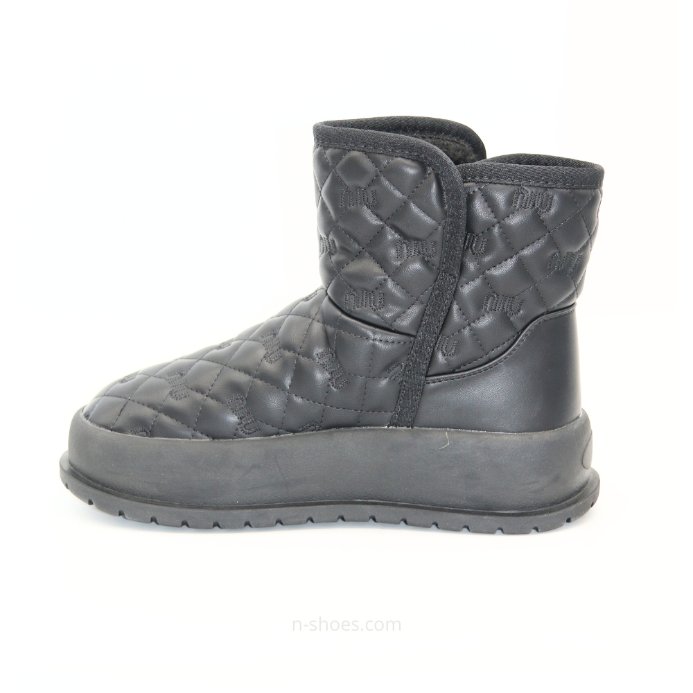 Женские черные кожаные зимние угги ALLSY Lonza модель 5713