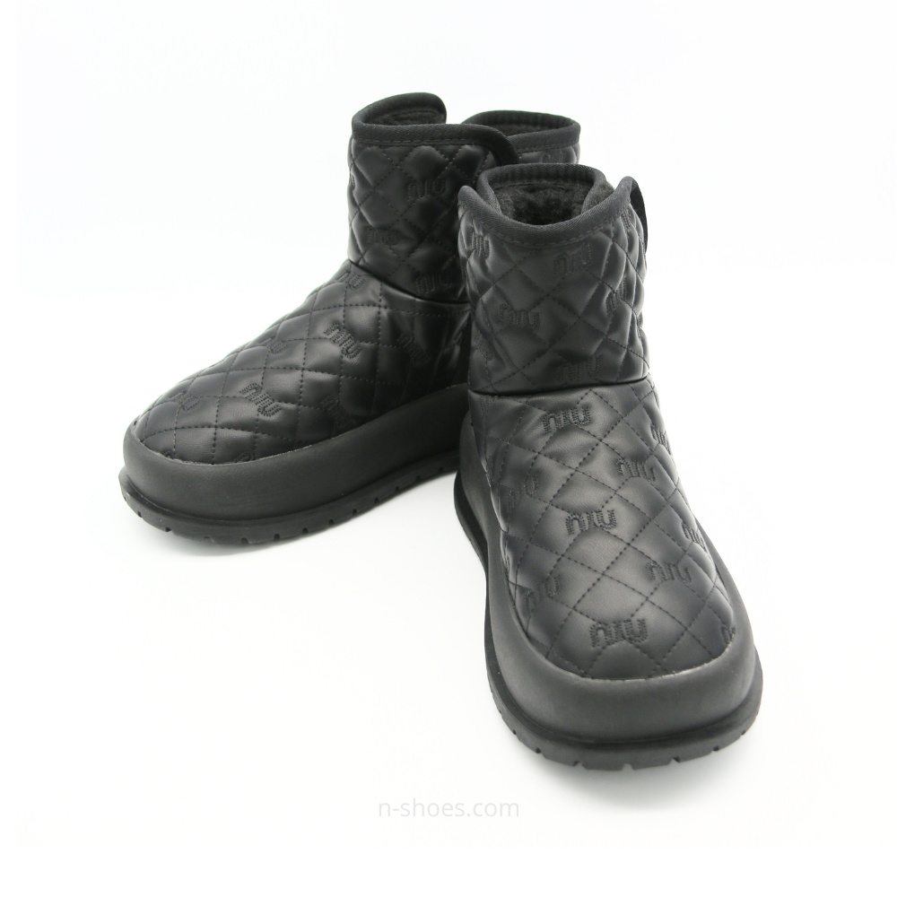 Женские черные кожаные зимние угги ALLSY Lonza модель 5713