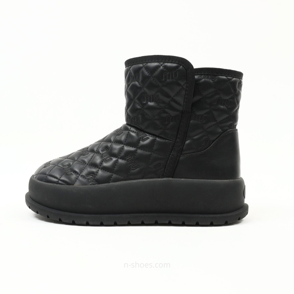 Женские черные кожаные зимние угги ALLSY Lonza модель 5713