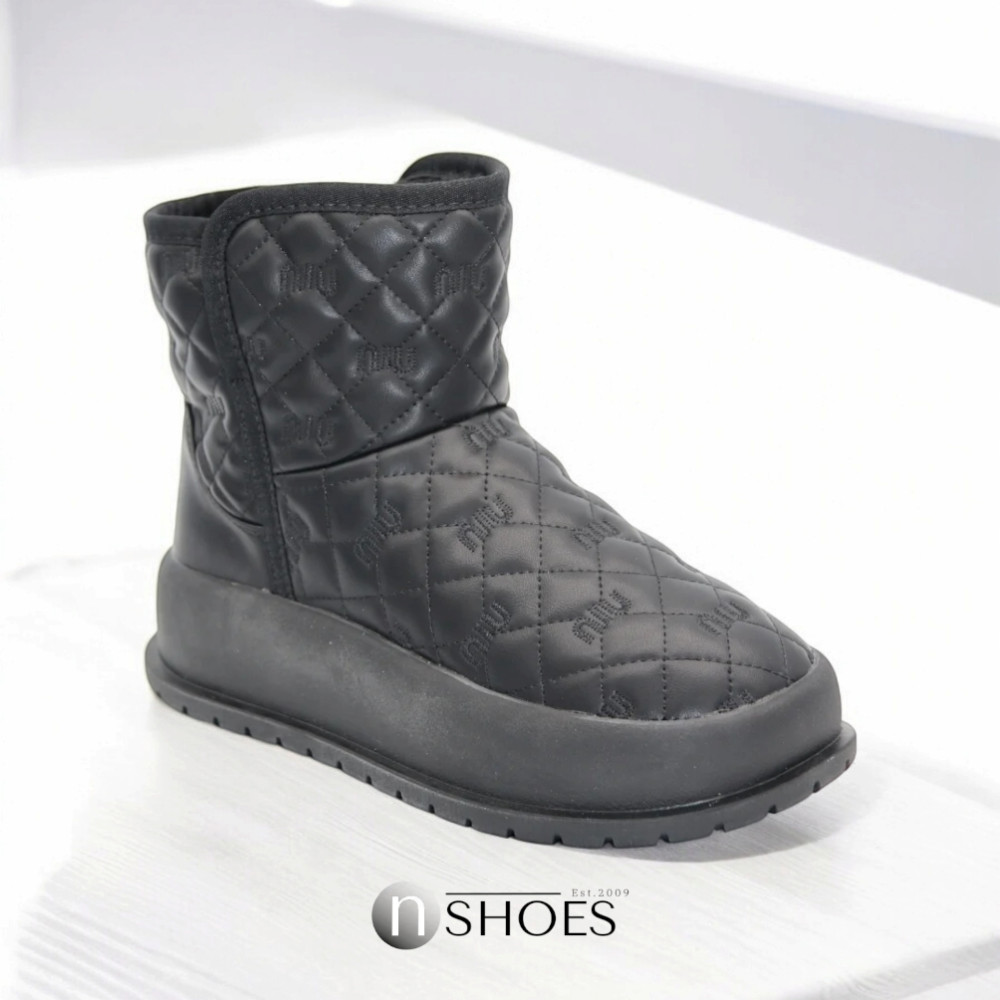 Женские черные кожаные зимние угги ALLSY Lonza модель 5713