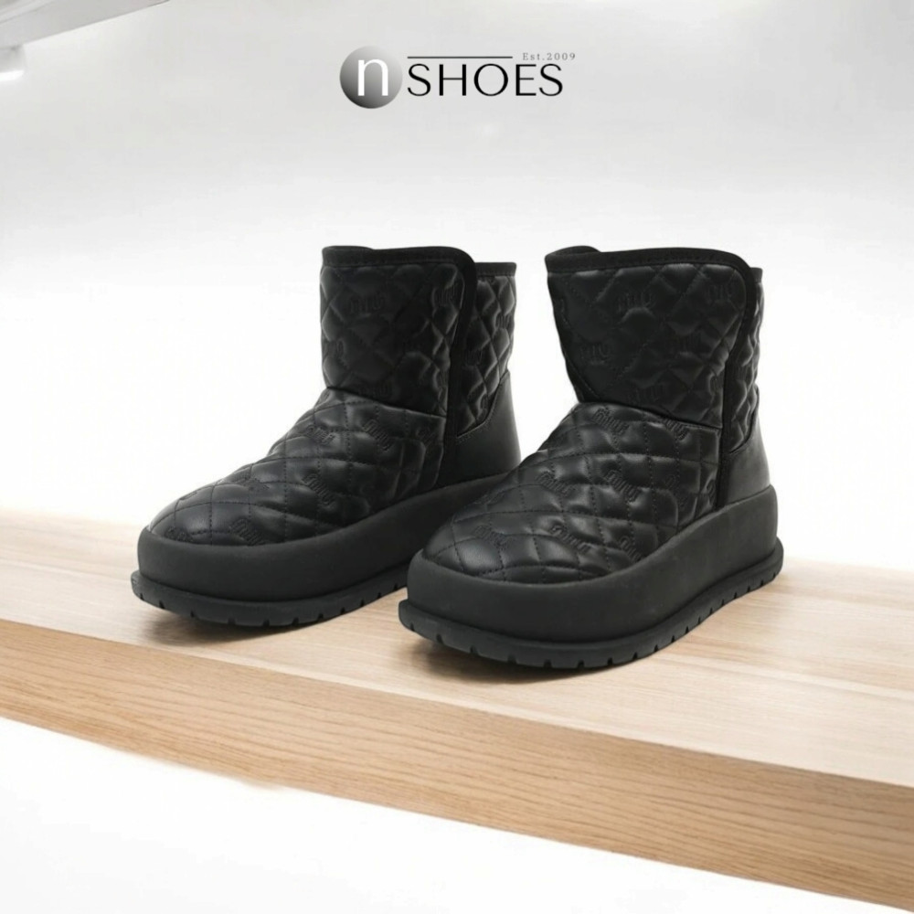 Женские черные кожаные зимние угги ALLSY Lonza модель 5713