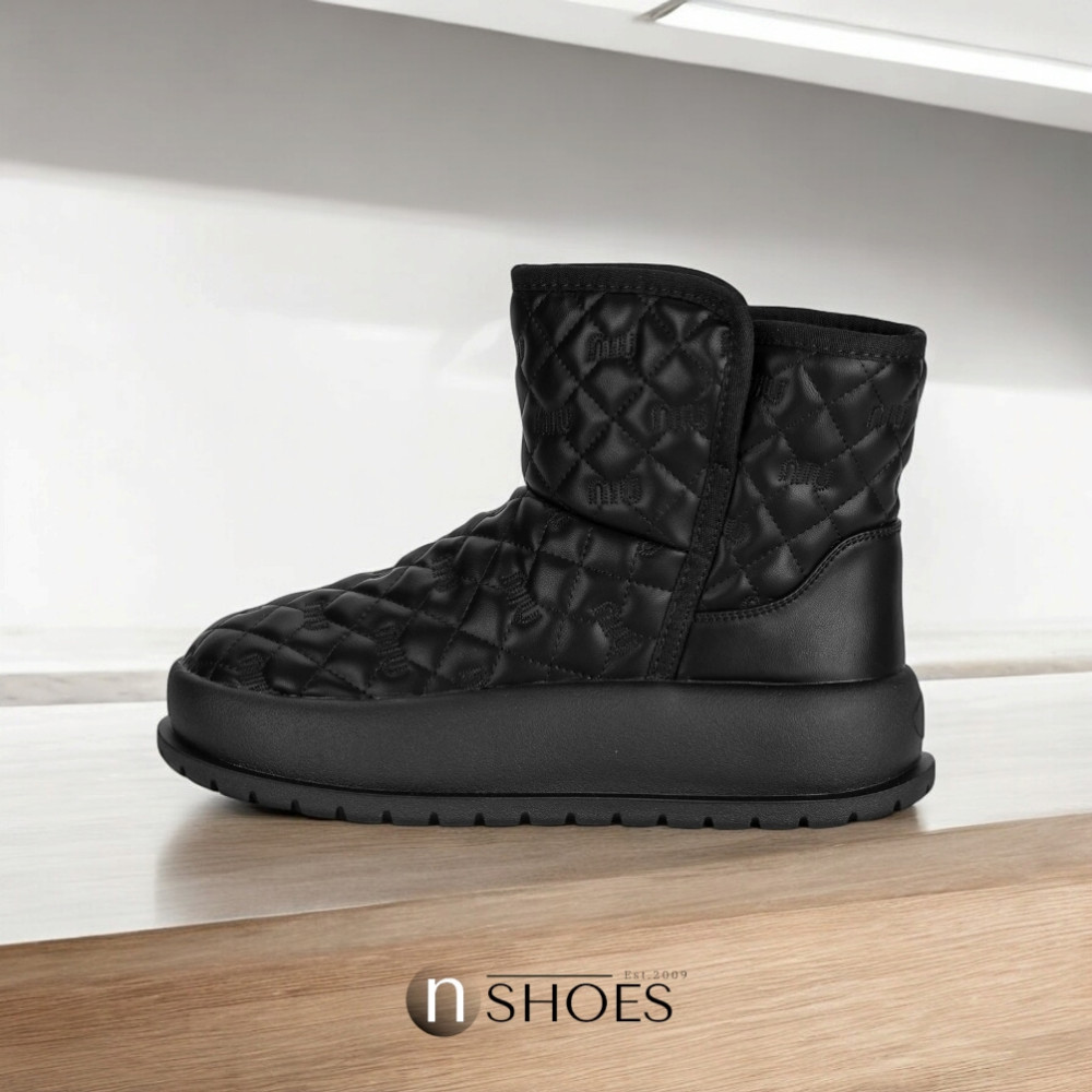 Женские черные кожаные зимние угги ALLSY Lonza модель 5713